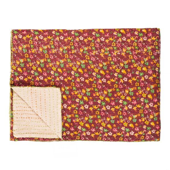 Taj Hotel Home Decor Kantha Cotton Throw | 1-Piece | Multicolor | 50"x70" - Picture 1 of 3